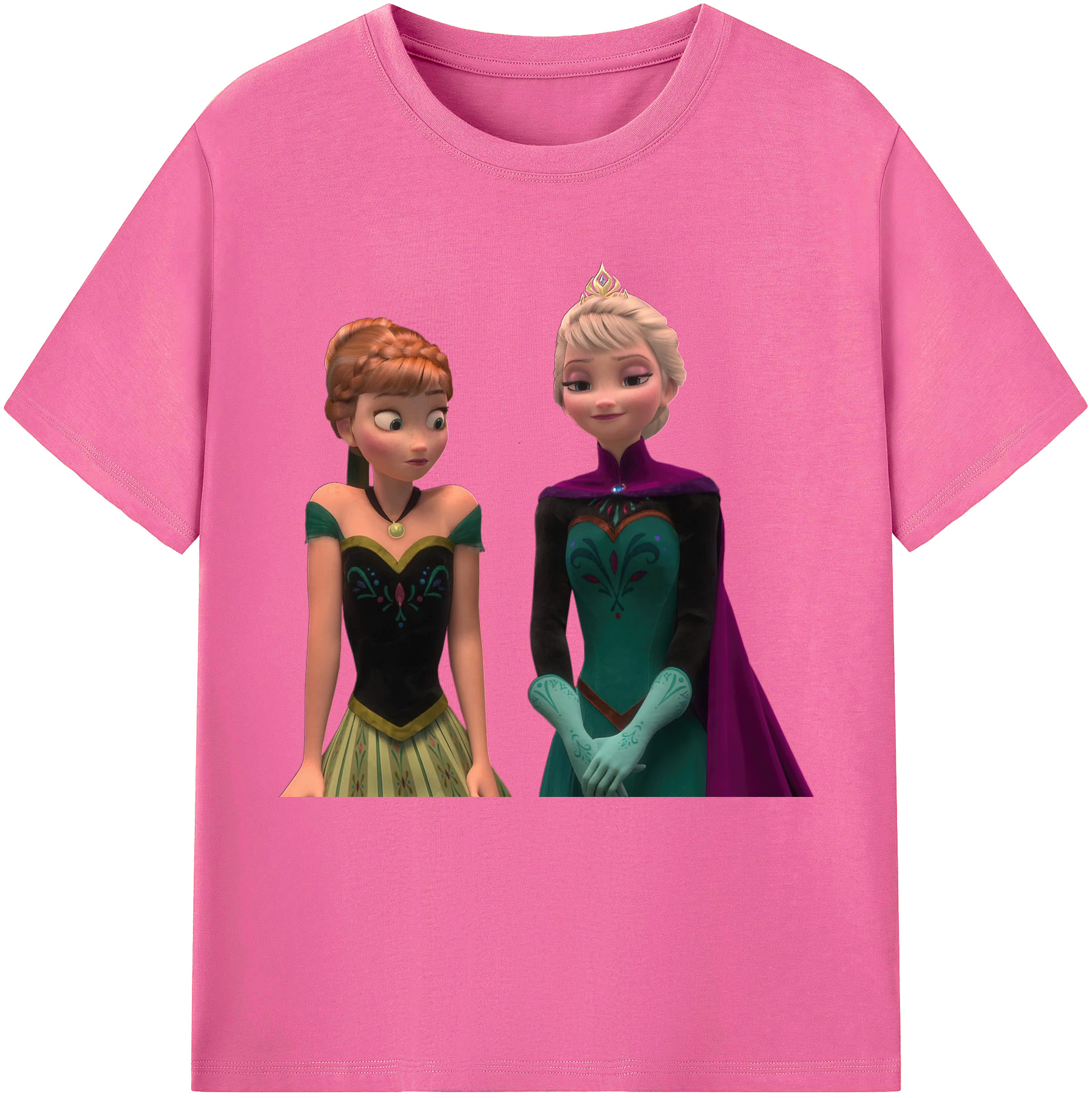 （画像用） アナと雪の女王 アンナ エルサ Frozen Anna Elsa レディースカジュアルプリントTシャツ（綿100％）